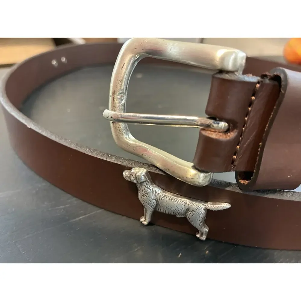 Brown Genuine Leather Belt with 4 Lab Dog Conchos Size 46 NEW